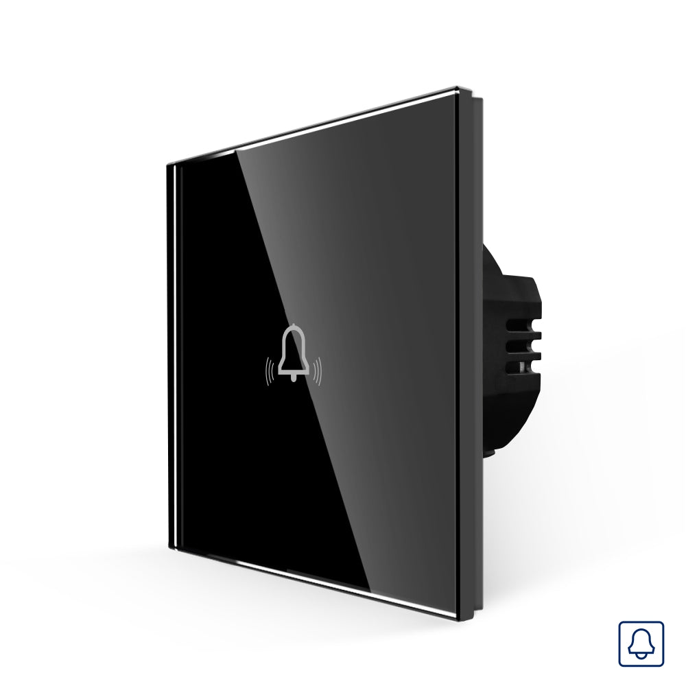 Buton Negru Sonerie cu Touch, cu Revenire, din Sticla