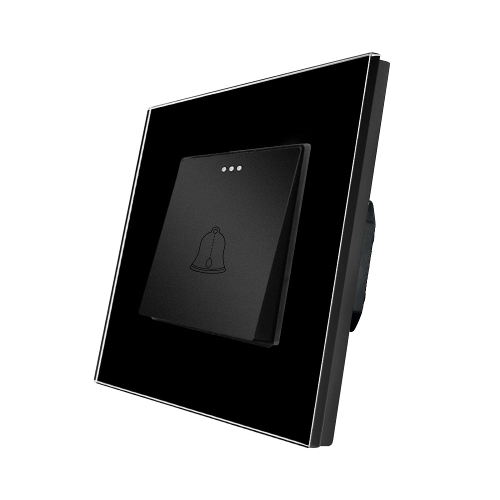 Buton de Sonerie Negru Mecanic cu Rama din Sticla