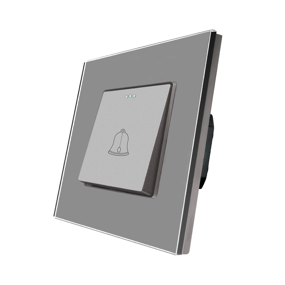 Buton de Sonerie Gri Mecanic cu Rama din Sticla