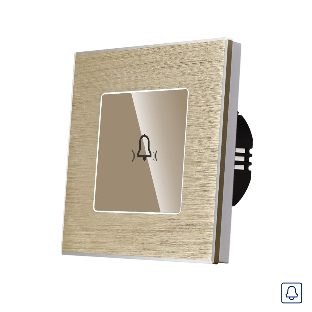 Buton Sonerie Auriu cu Touch, cu Revenire, din Sticla si Rama de Aluminiu