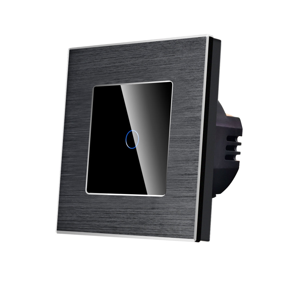 Intrerupator Negru Simplu cu Touch din Sticla si Rama de Aluminiu, 500W