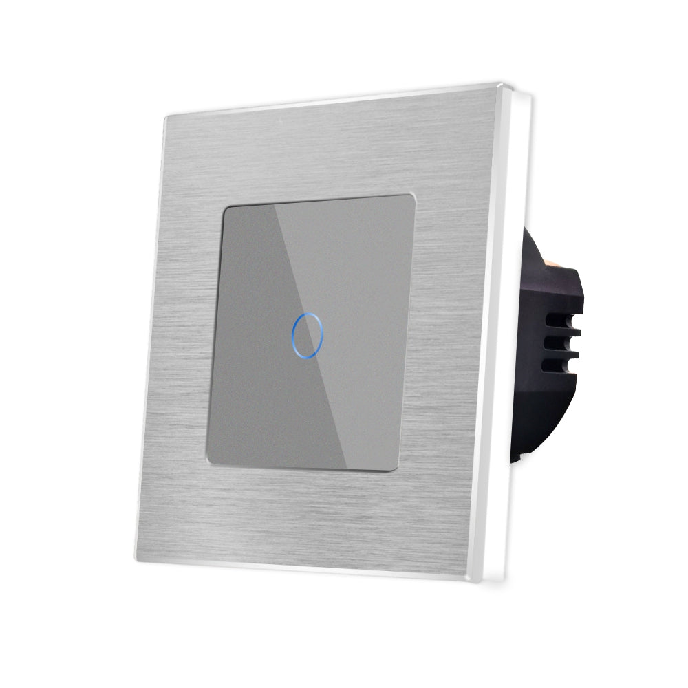 Intrerupator Gri Simplu cu Touch din Sticla si Rama de Aluminiu, 500W