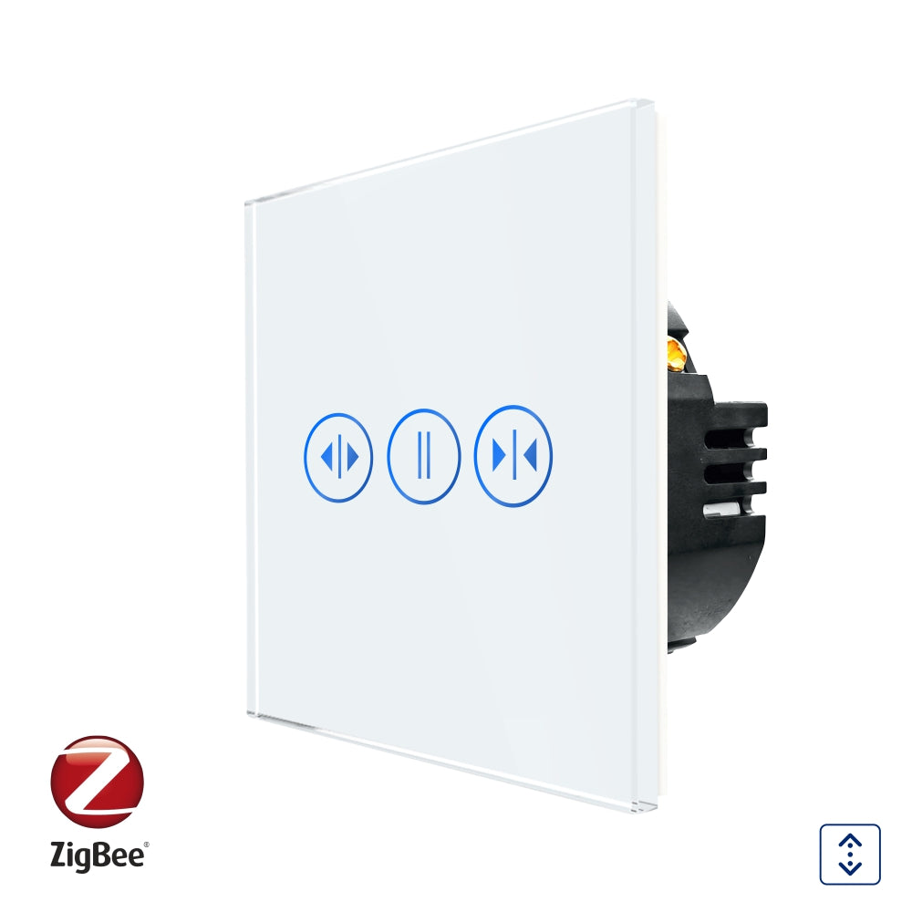 Intrerupator Alb Rulouri cu Touch din Sticla, Protocol Zigbee Tuya