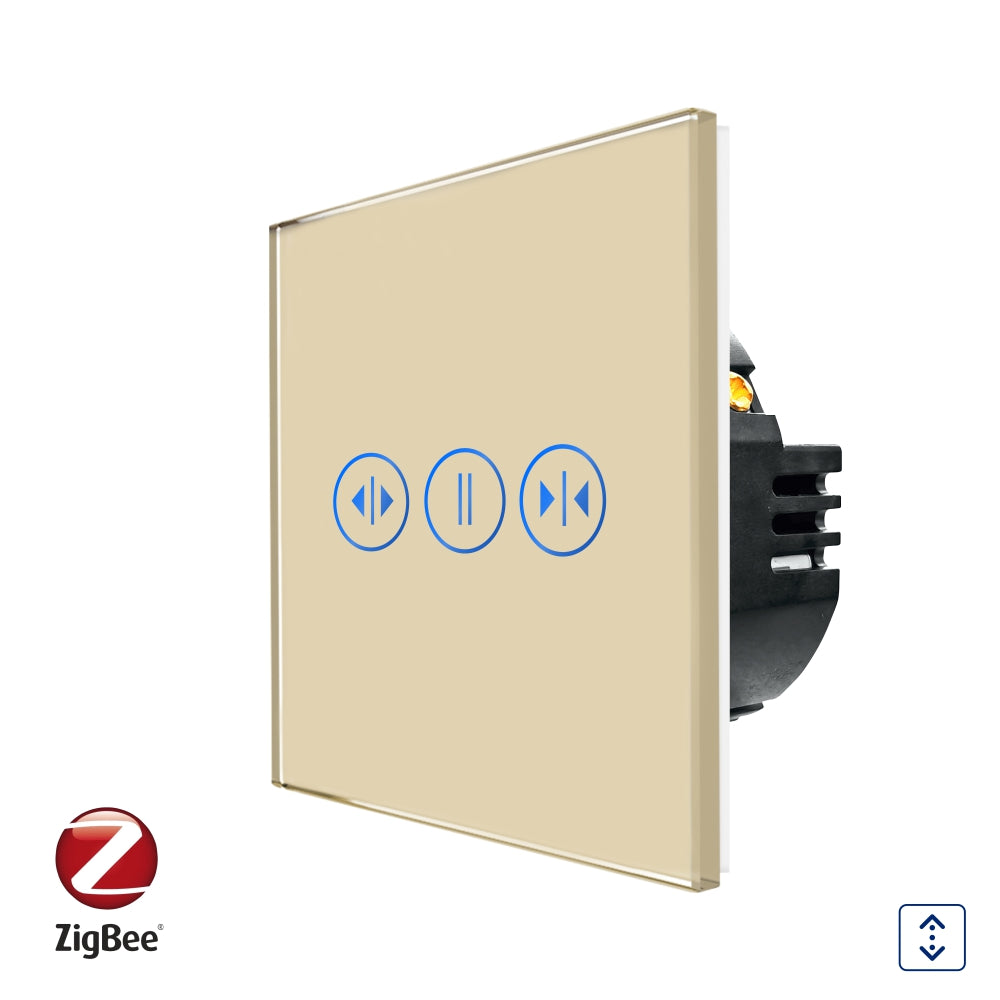 Intrerupator Auriu Rulouri cu Touch din Sticla, Protocol Zigbee Tuya