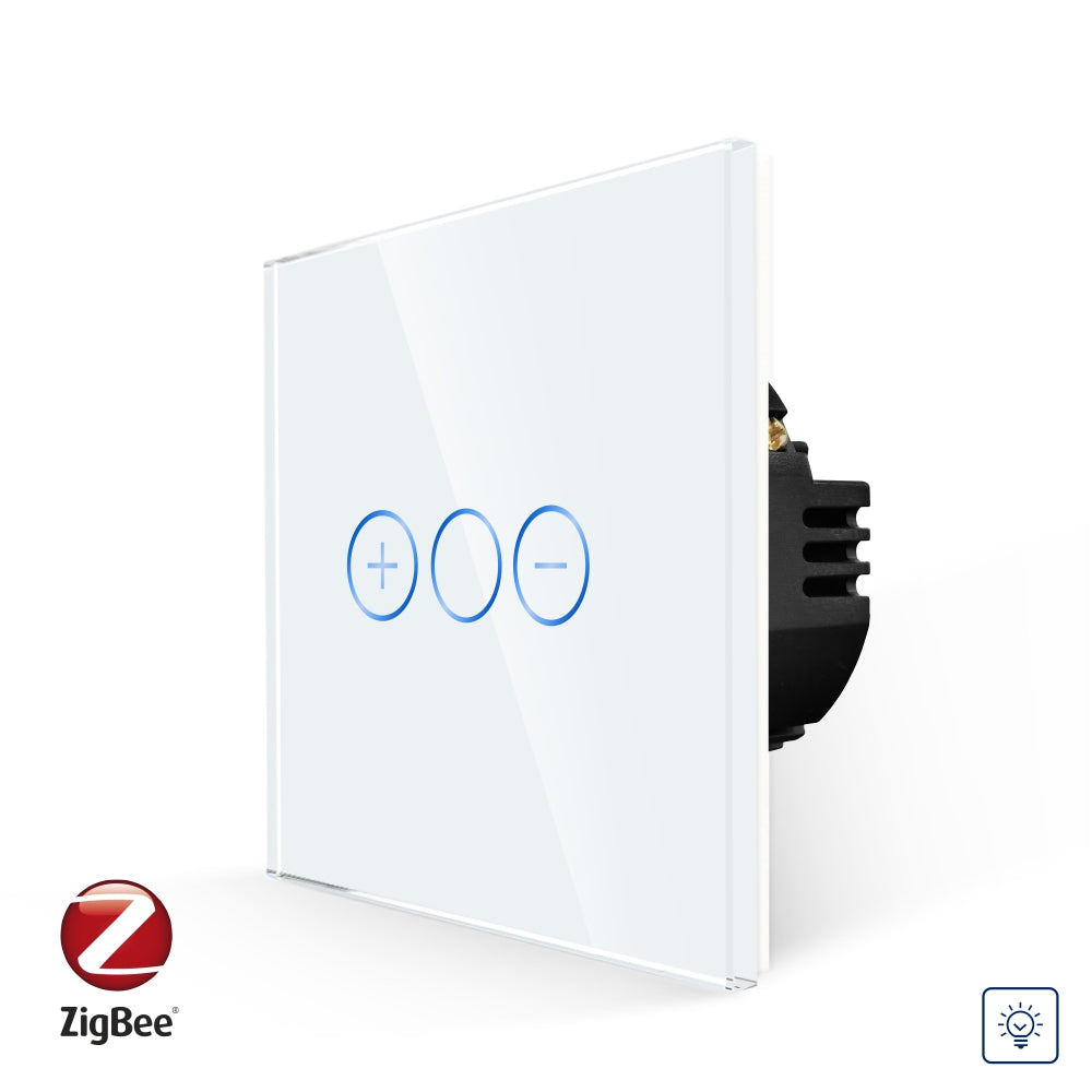 Intrerupator Alb Simplu cu Variator cu Touch din Sticla, protocol Zigbee