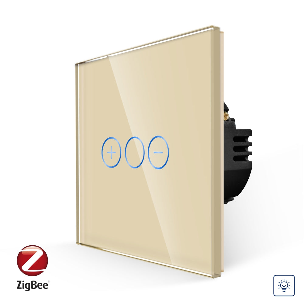Intrerupator Auriu Simplu cu Variator cu Touch din Sticla, protocol Zigbee