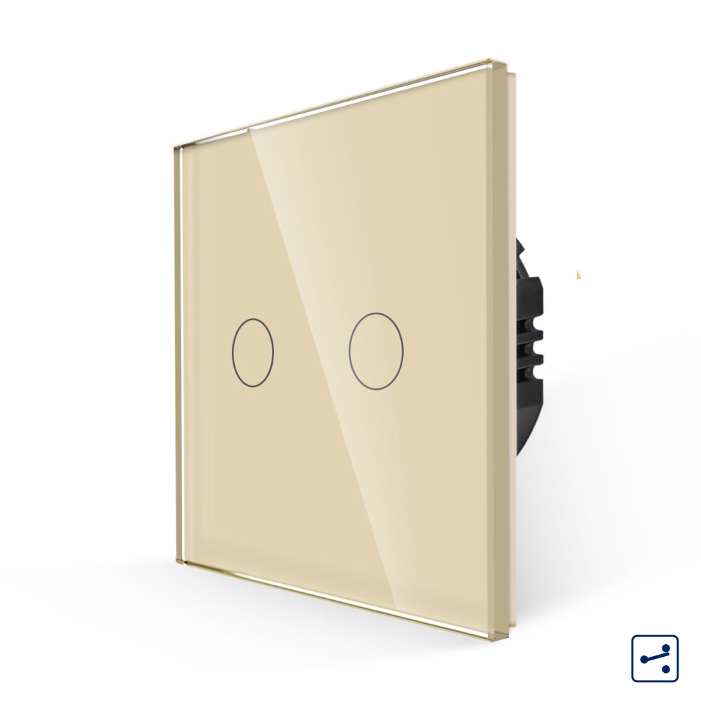 Intrerupator Auriu Dublu Cap Scara/Cruce cu Touch din Sticla, Serie A