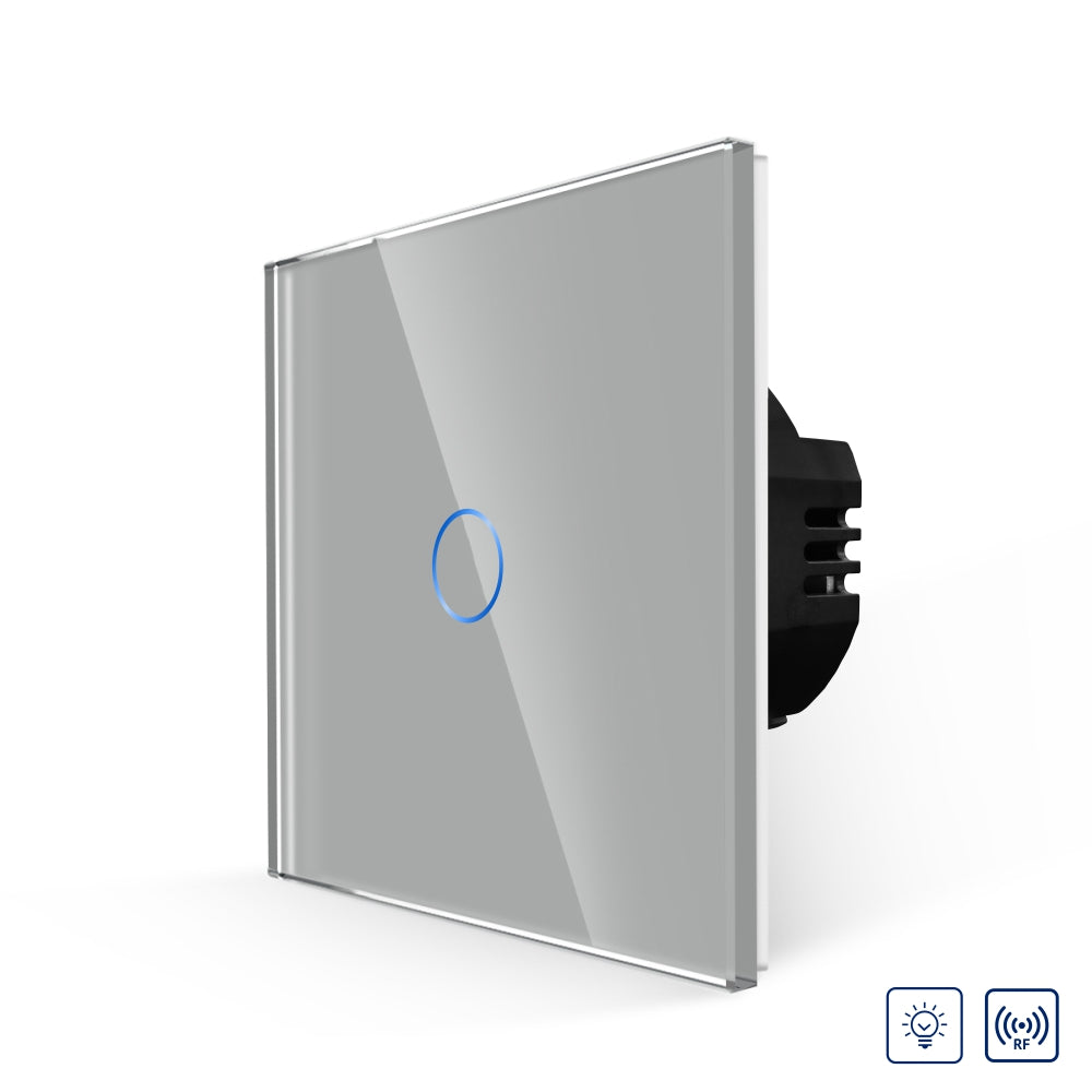 Intrerupator Gri Simplu cu Variator cu Touch din Sticla, RF433