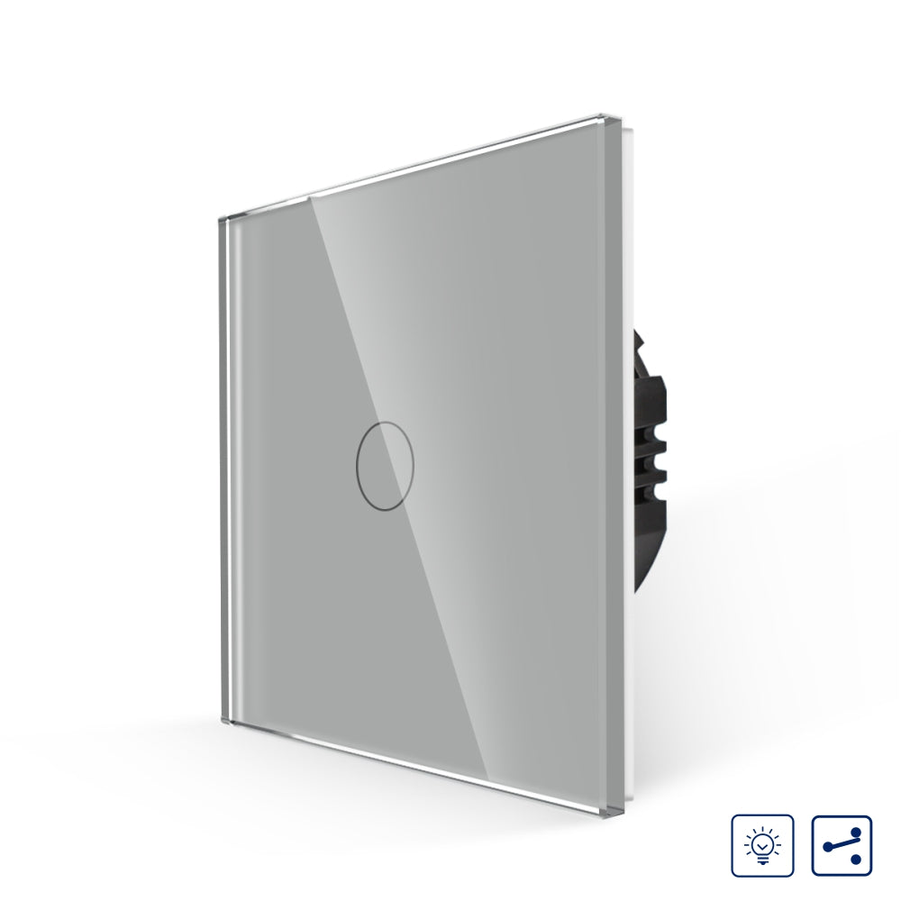 Intrerupator Gri Simplu cu Variator Cap Scara / Cruce cu Touch din Sticla