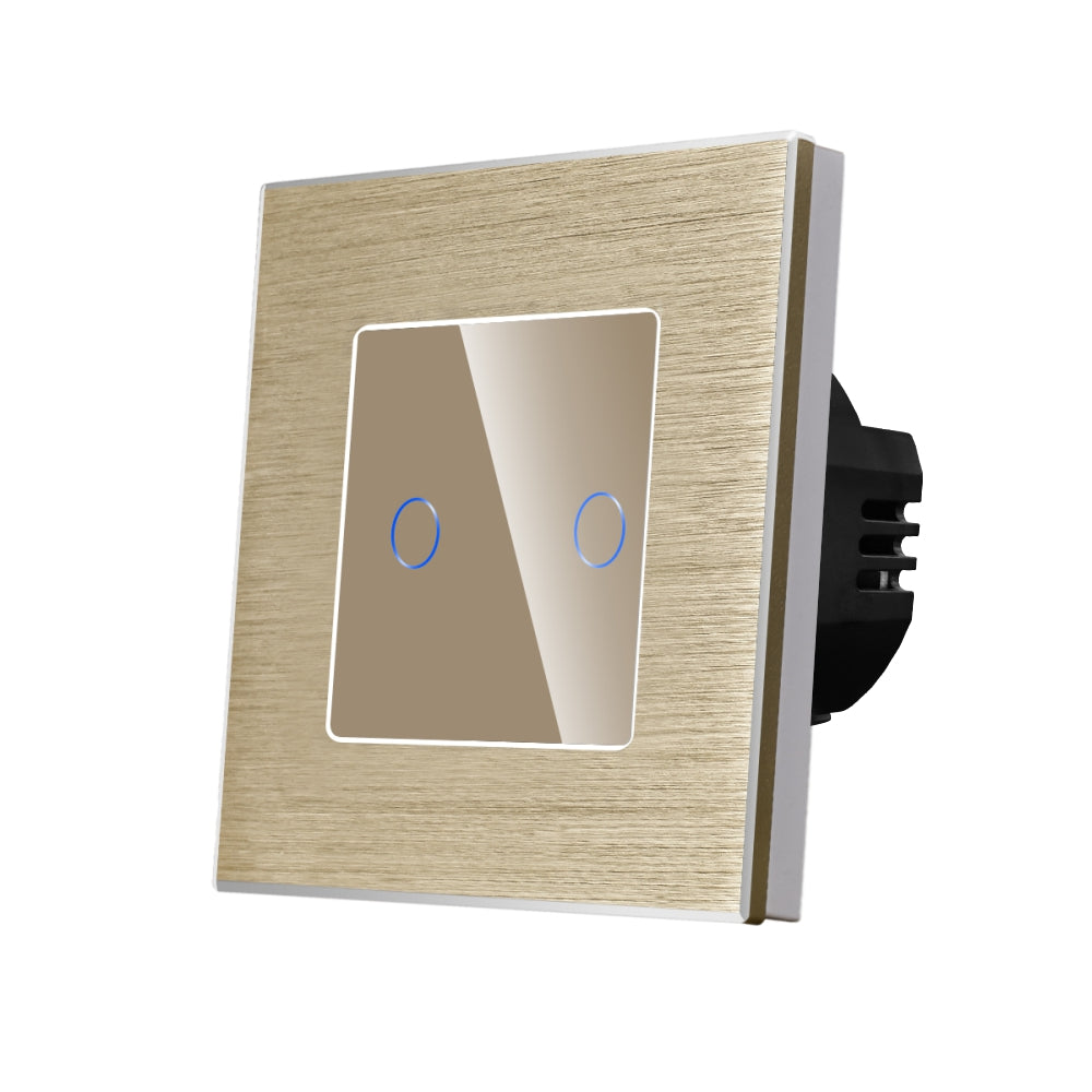 Intrerupator Auriu Dublu cu Touch din Sticla si Rama de Aluminiu, 500W