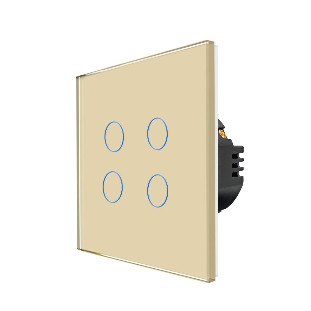Intrerupator Auriu Cvadruplu cu Touch din Sticla, 500W