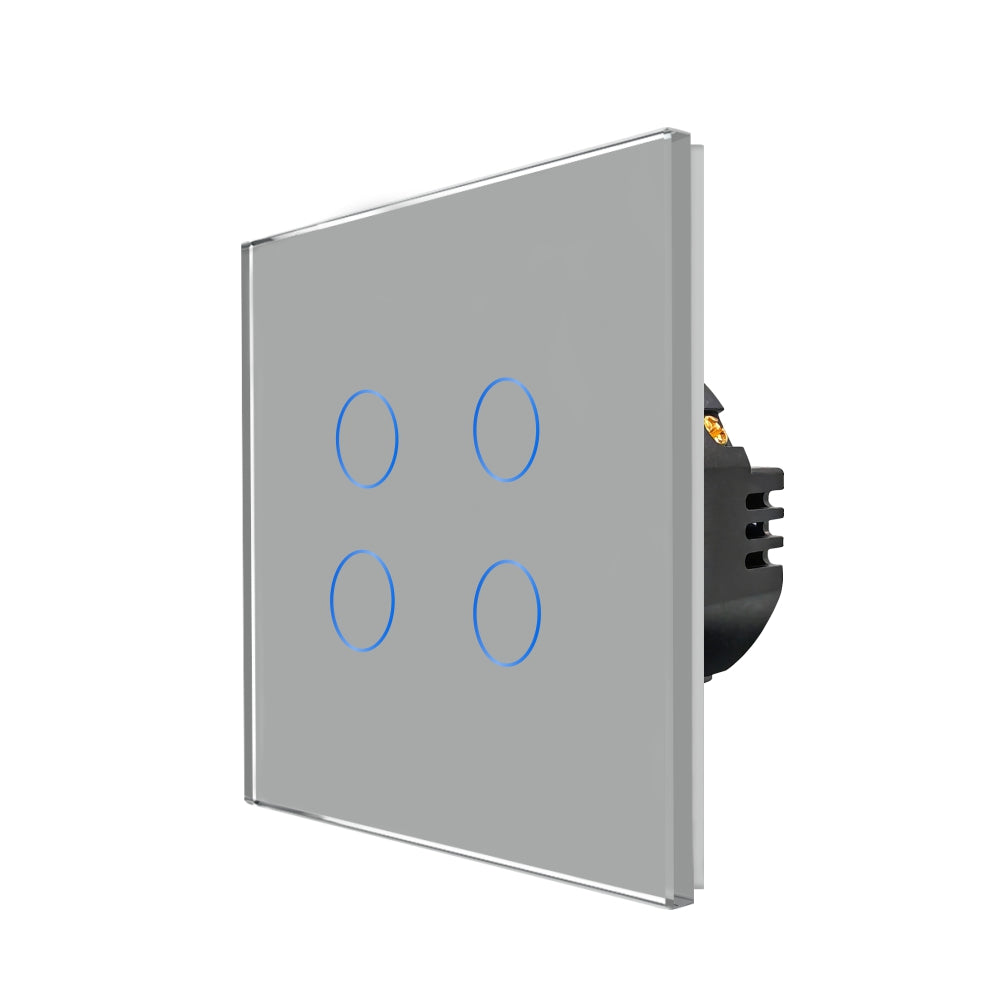 Intrerupator Gri Cvadruplu cu Touch din Sticla, 500W