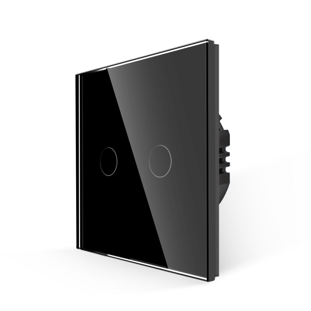 Intrerupator Negru Dublu cu Touch din Sticla
