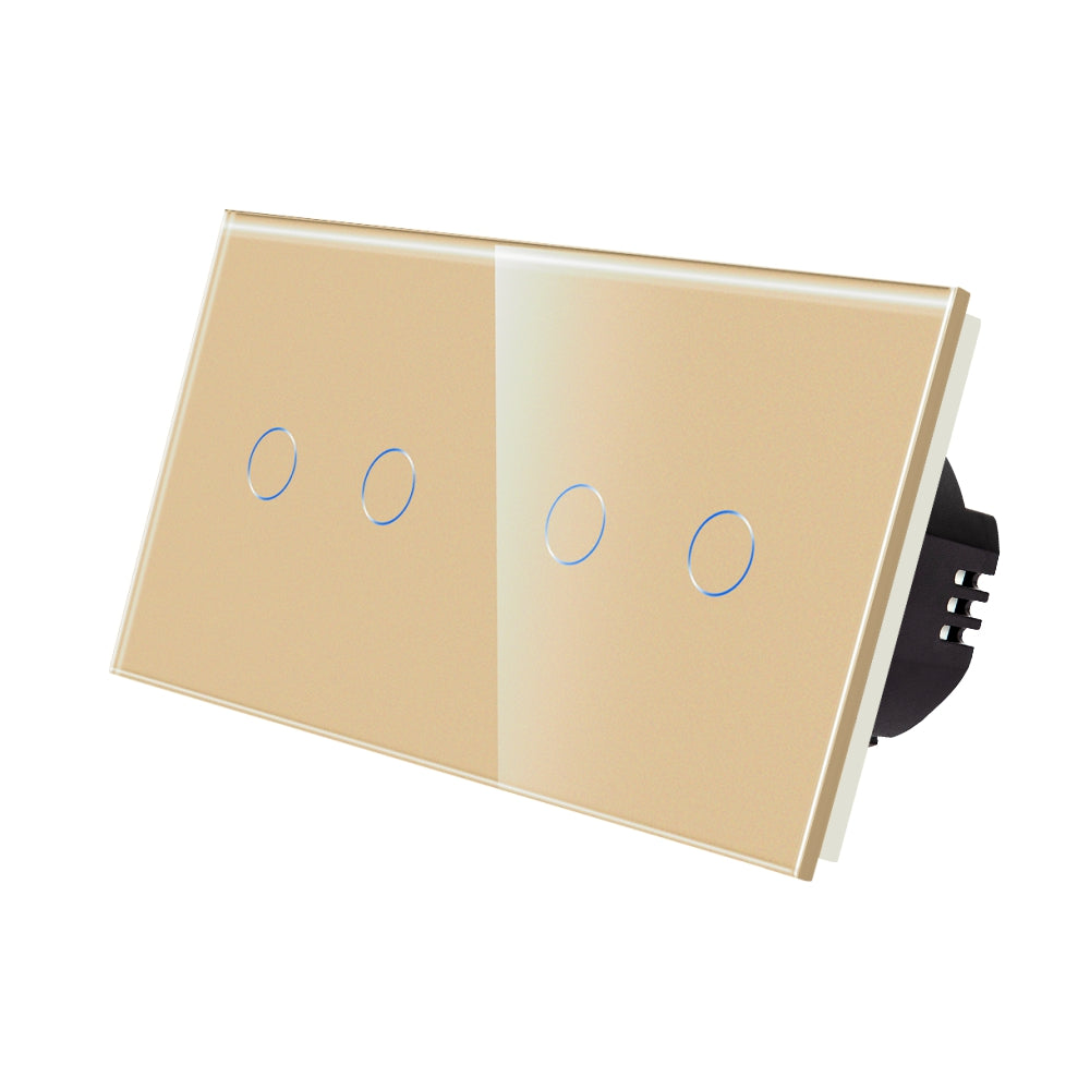 Intrerupator Auriu Dublu + Dublu cu Touch din Sticla