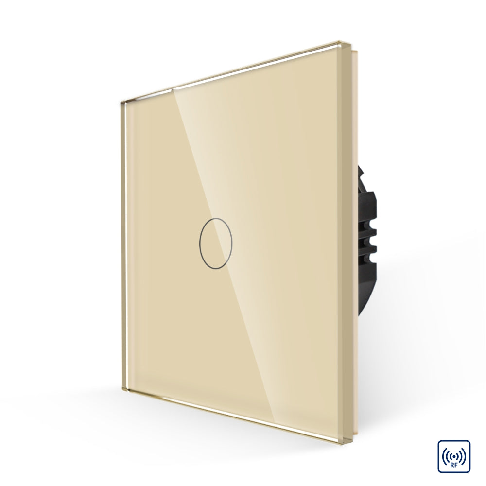 Intrerupator Auriu Simplu RF433 cu Touch din Sticla