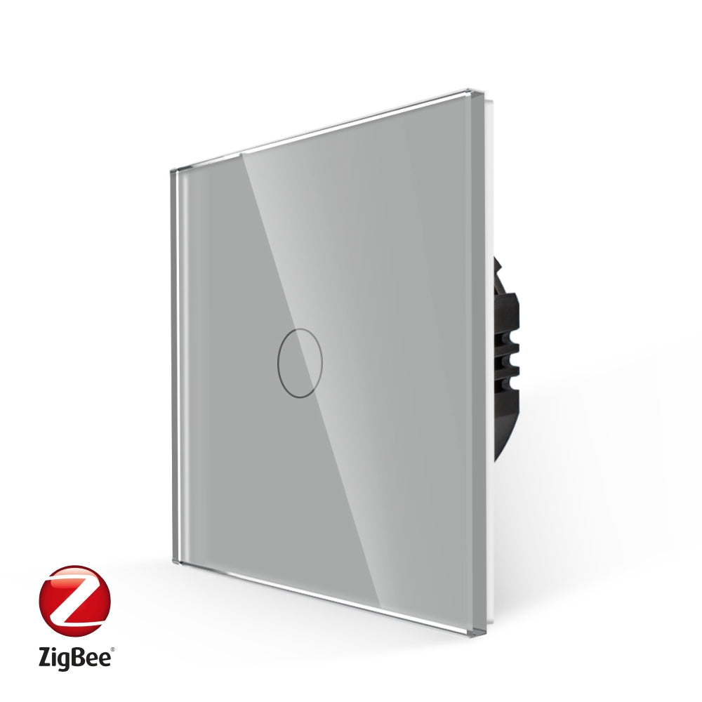 Intrerupator Gri Simplu cu Touch din Sticla, protocol ZigBee