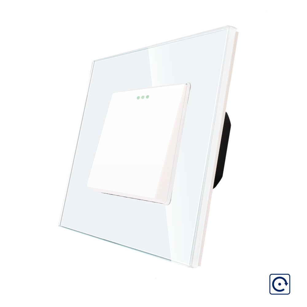 Intrerupator Alb Simplu Mecanic cu Reset / Revenire cu Rama din Sticla