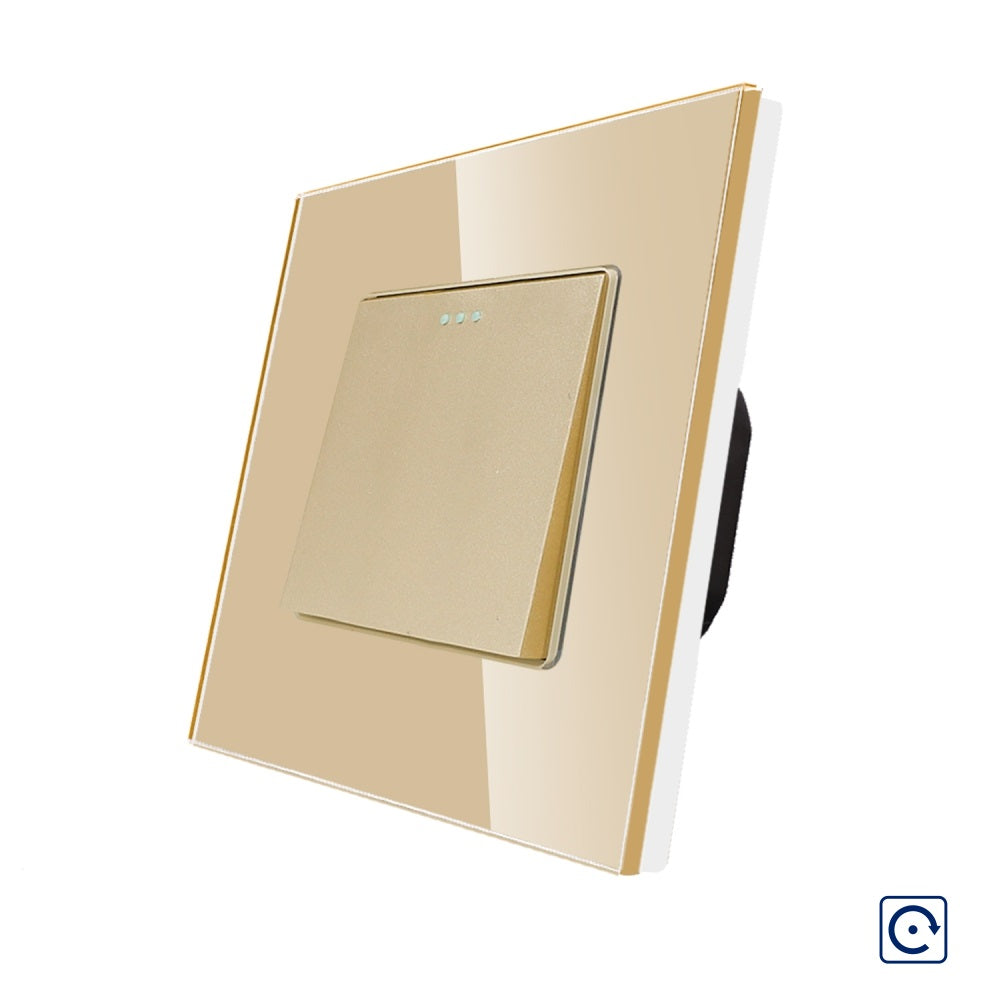 Intrerupator Auriu Simplu Mecanic cu Reset / Revenire cu Rama din Sticla