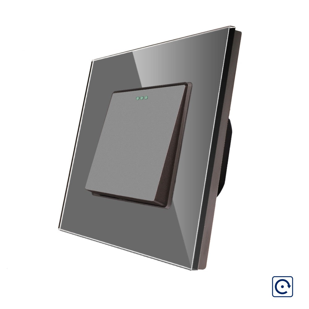 Intrerupator Gri Simplu Mecanic cu Reset / Revenire cu Rama din Sticla