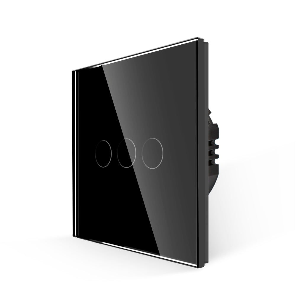 Intrerupator Negru Triplu cu Touch din Sticla, 500W