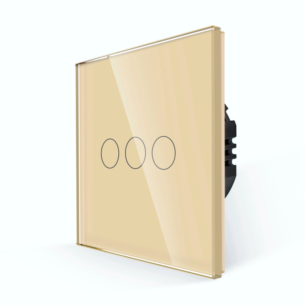 Intrerupator Auriu Triplu cu Touch din Sticla, 500W