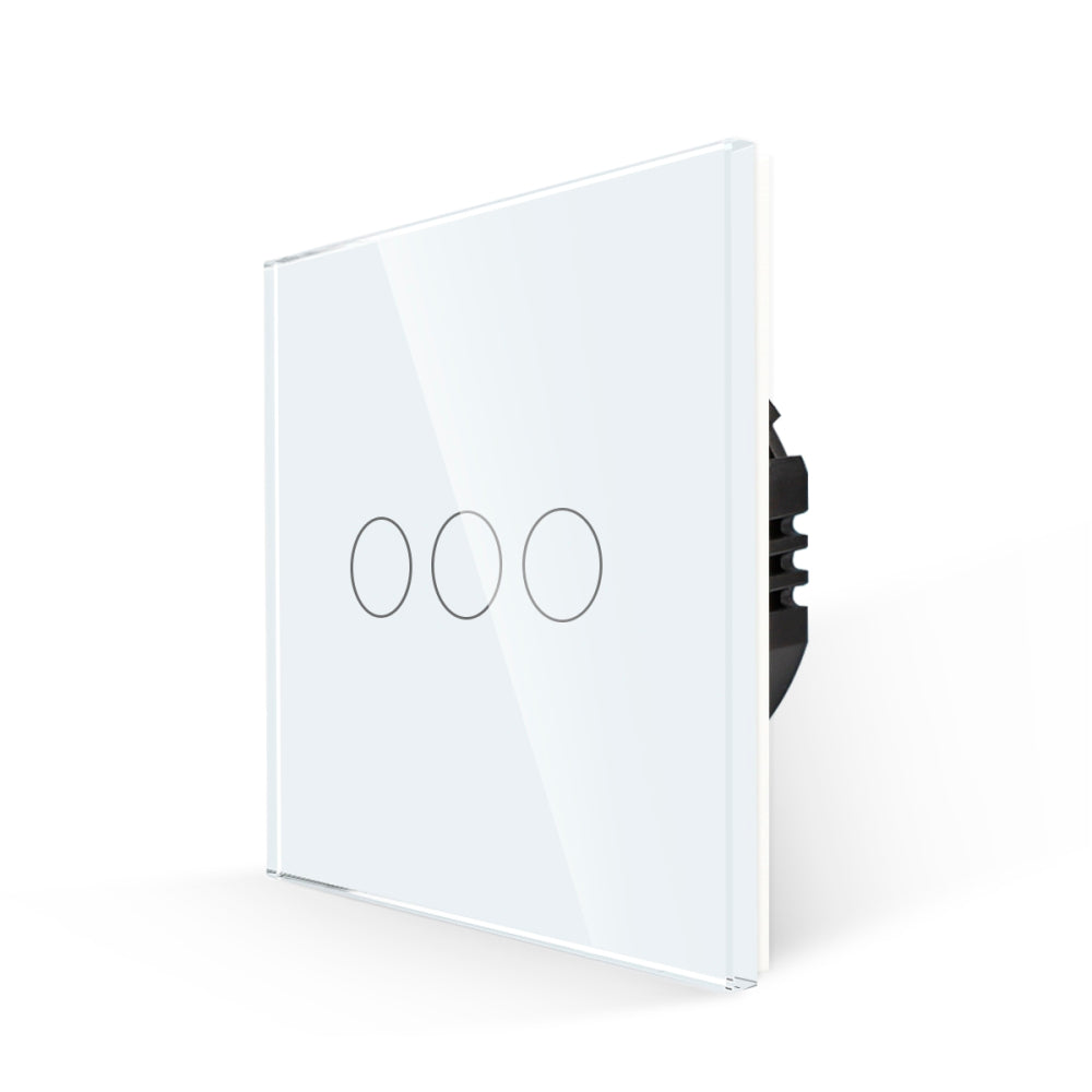 Intrerupator Alb Triplu cu Touch din Sticla, 500W