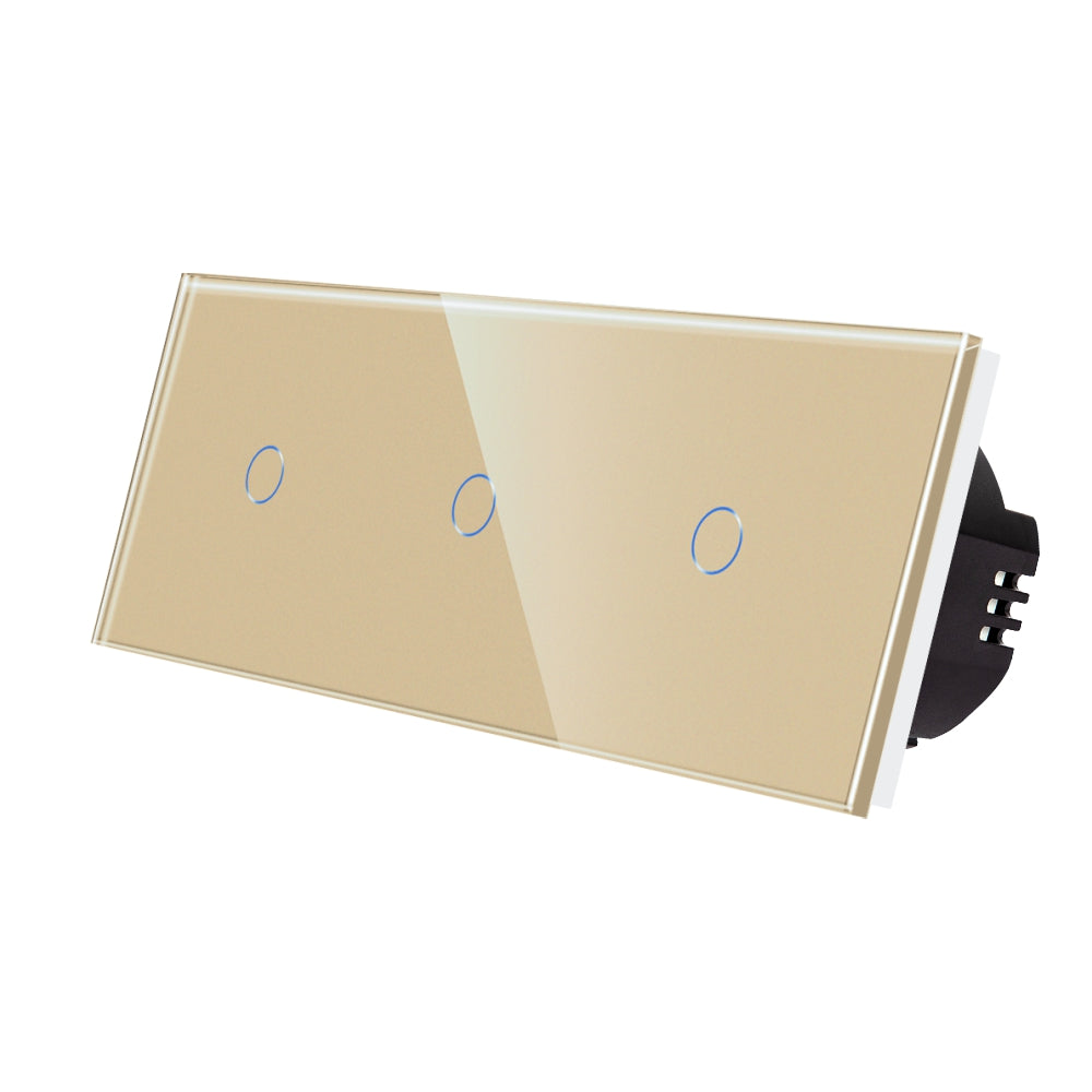 Intrerupator Auriu Simplu + Simplu + Simplu cu Touch din Sticla