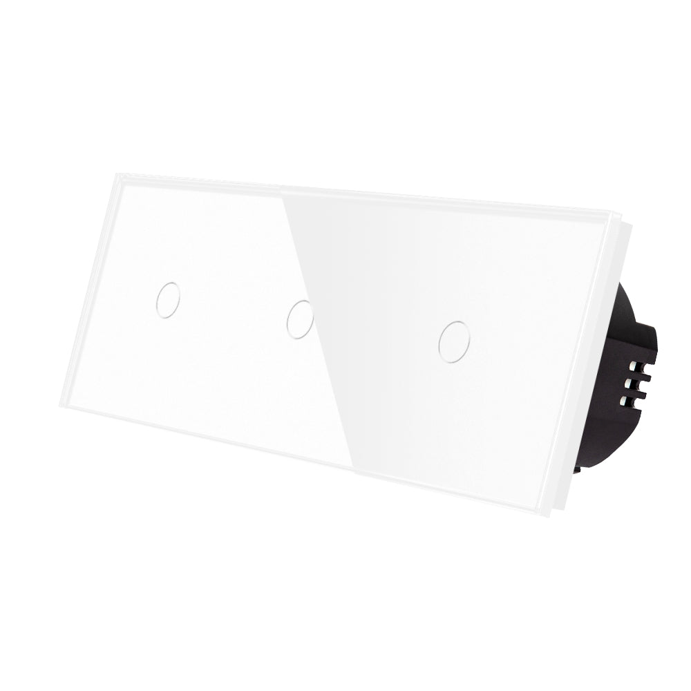Intrerupator Alb Simplu + Simplu + Simplu cu Touch din Sticla