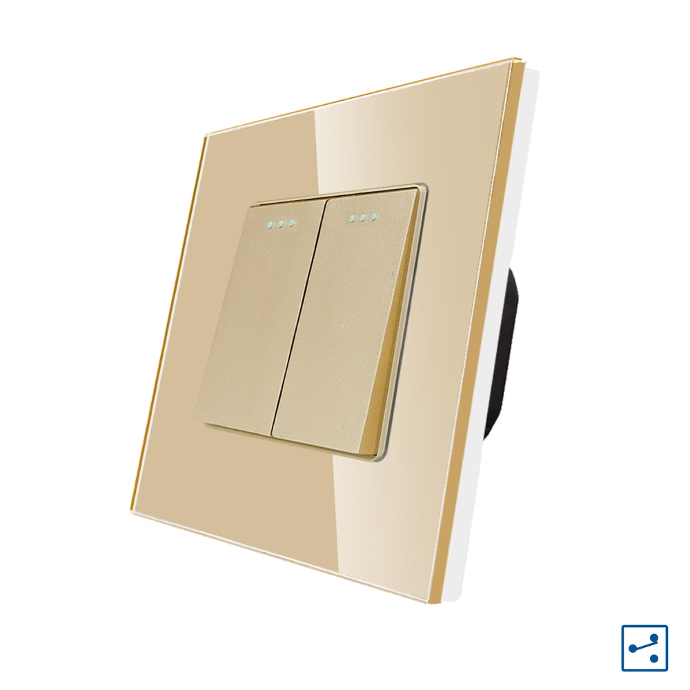 Intrerupator Auriu Dublu Cap Scara Mecanic cu Rama din Sticla