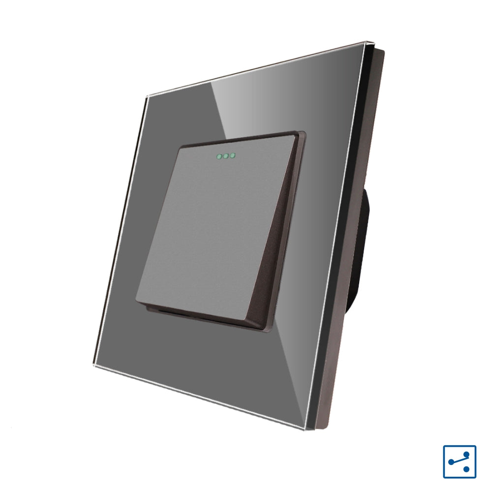 Intrerupator Gri Simplu Cap Scara Mecanic cu Rama din Sticla