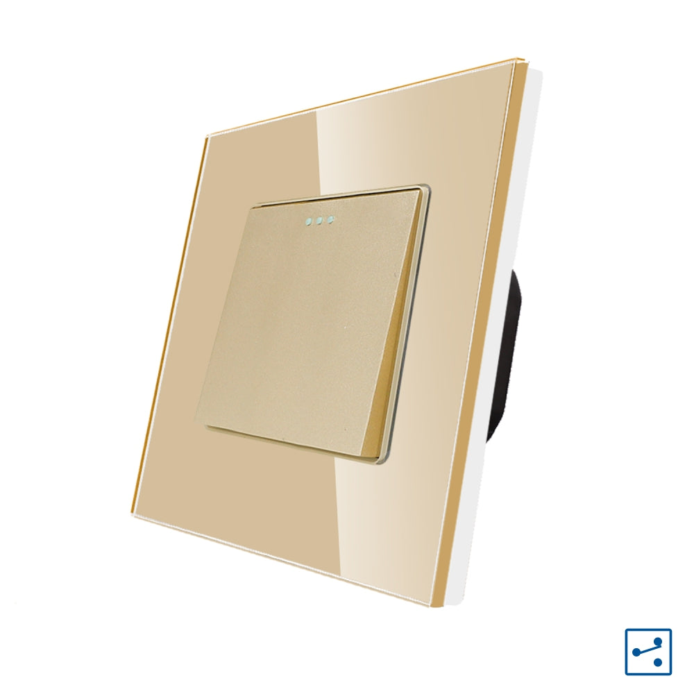 Intrerupator Auriu Simplu Cap Scara Mecanic cu Rama din Sticla