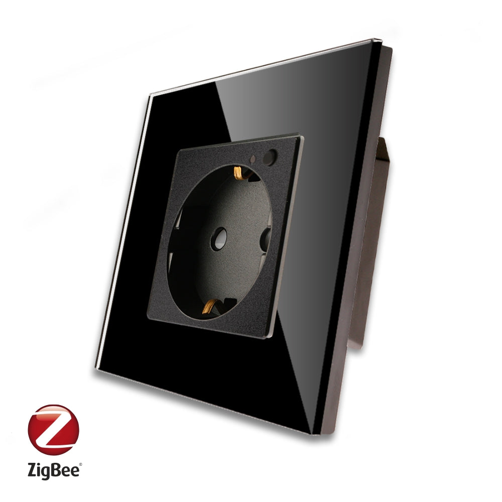 Priza cu Rama din Sticla Neagra Smart Protocol Zigbee