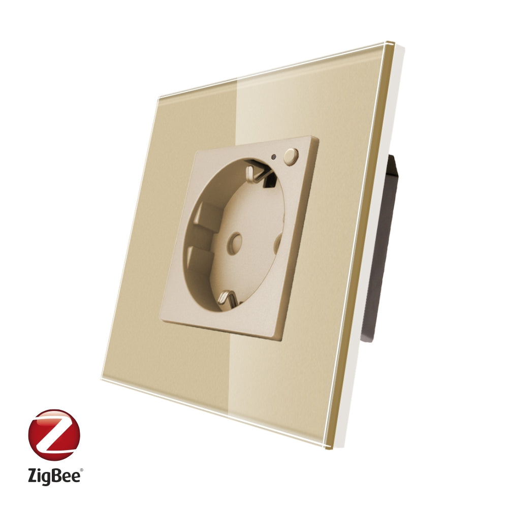 Priza cu Rama din Sticla Aurie Smart Protocol Zigbee