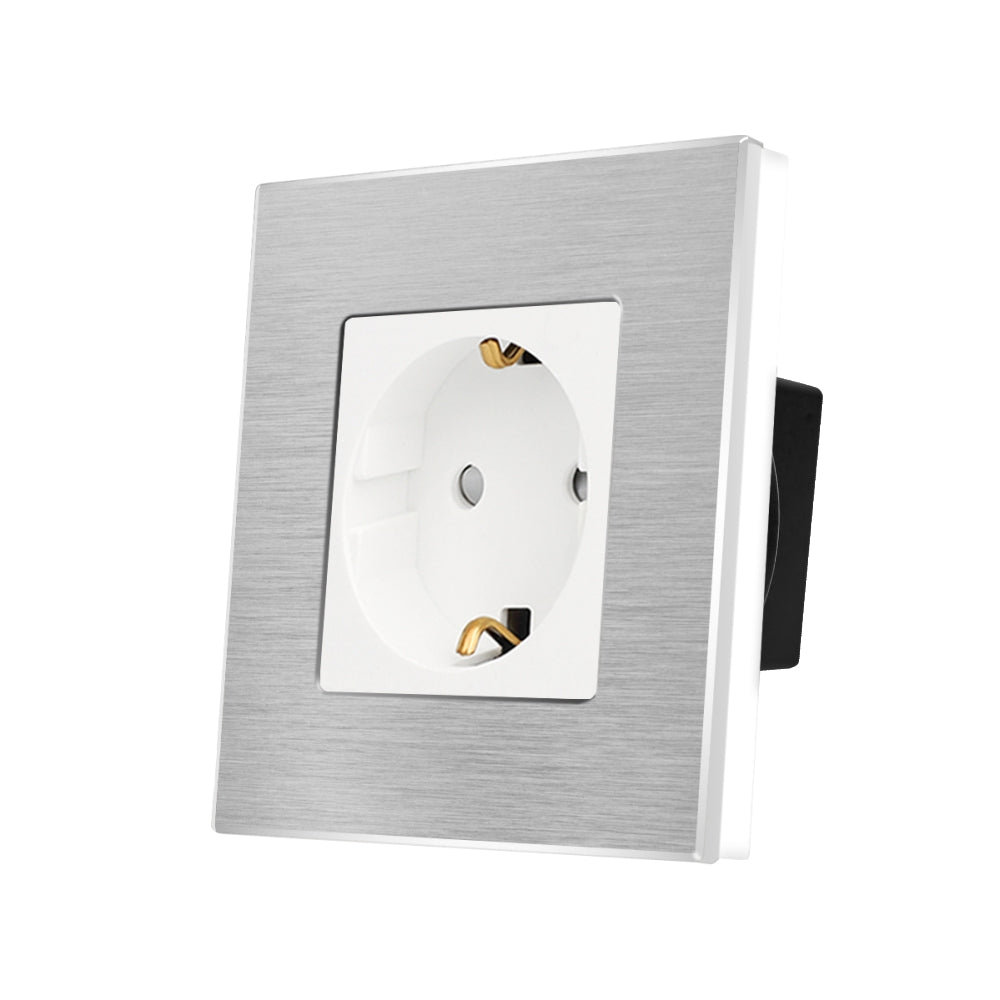 Priza Simpla cu Rama din aluminiu Alba