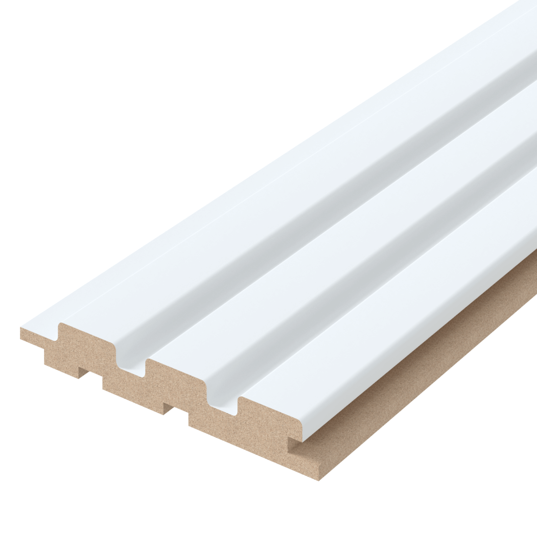 Riflaj alb din MDF infoliat - 12x1,8x270 cm