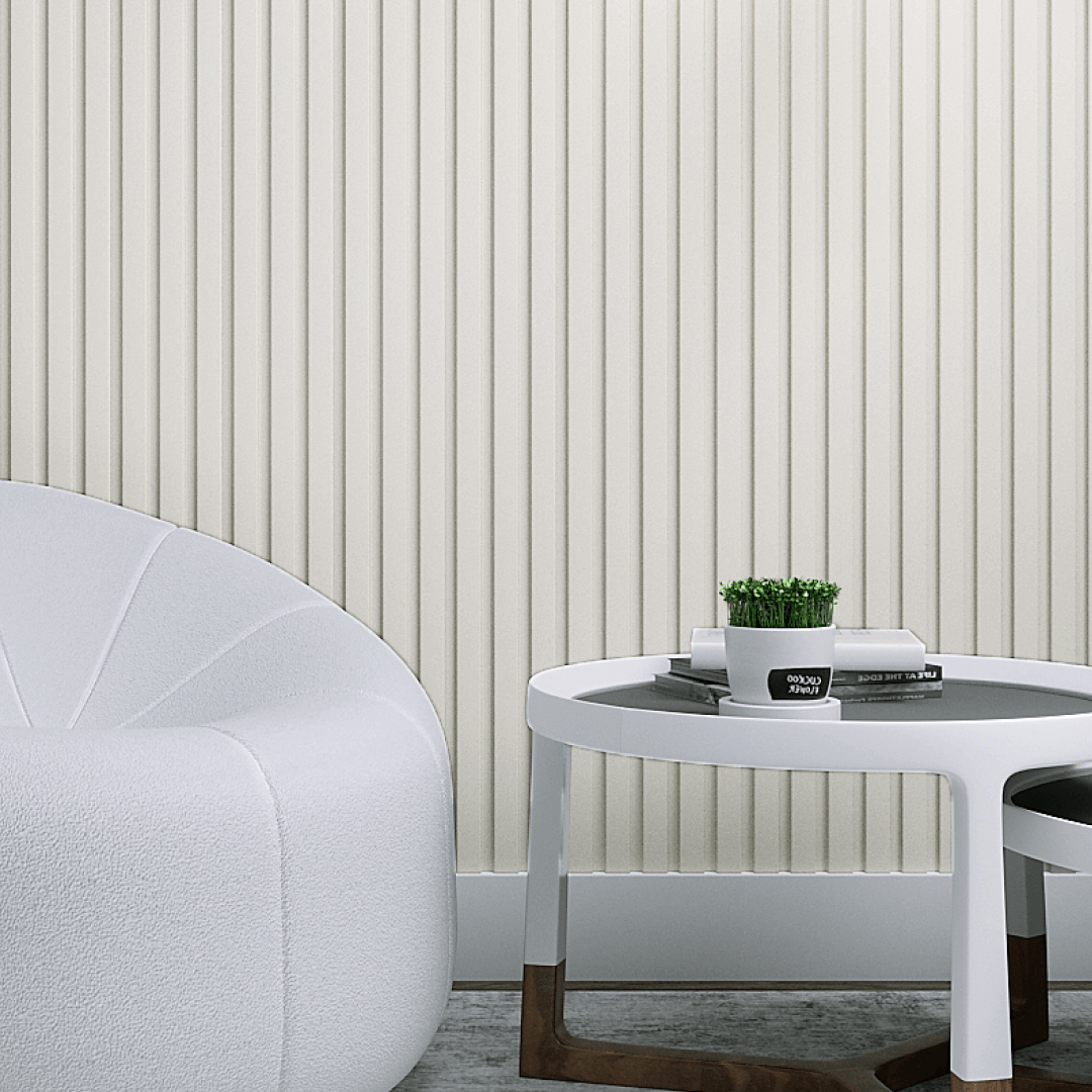 Riflaj alb din MDF infoliat - 12x1,8x270 cm