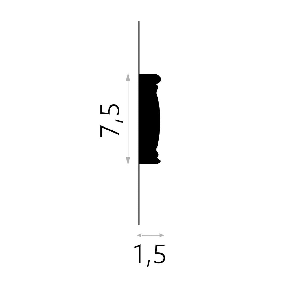 Brâu decorativ din poliuretan MDC239 – 7,5 × 1,5 × 200 cm