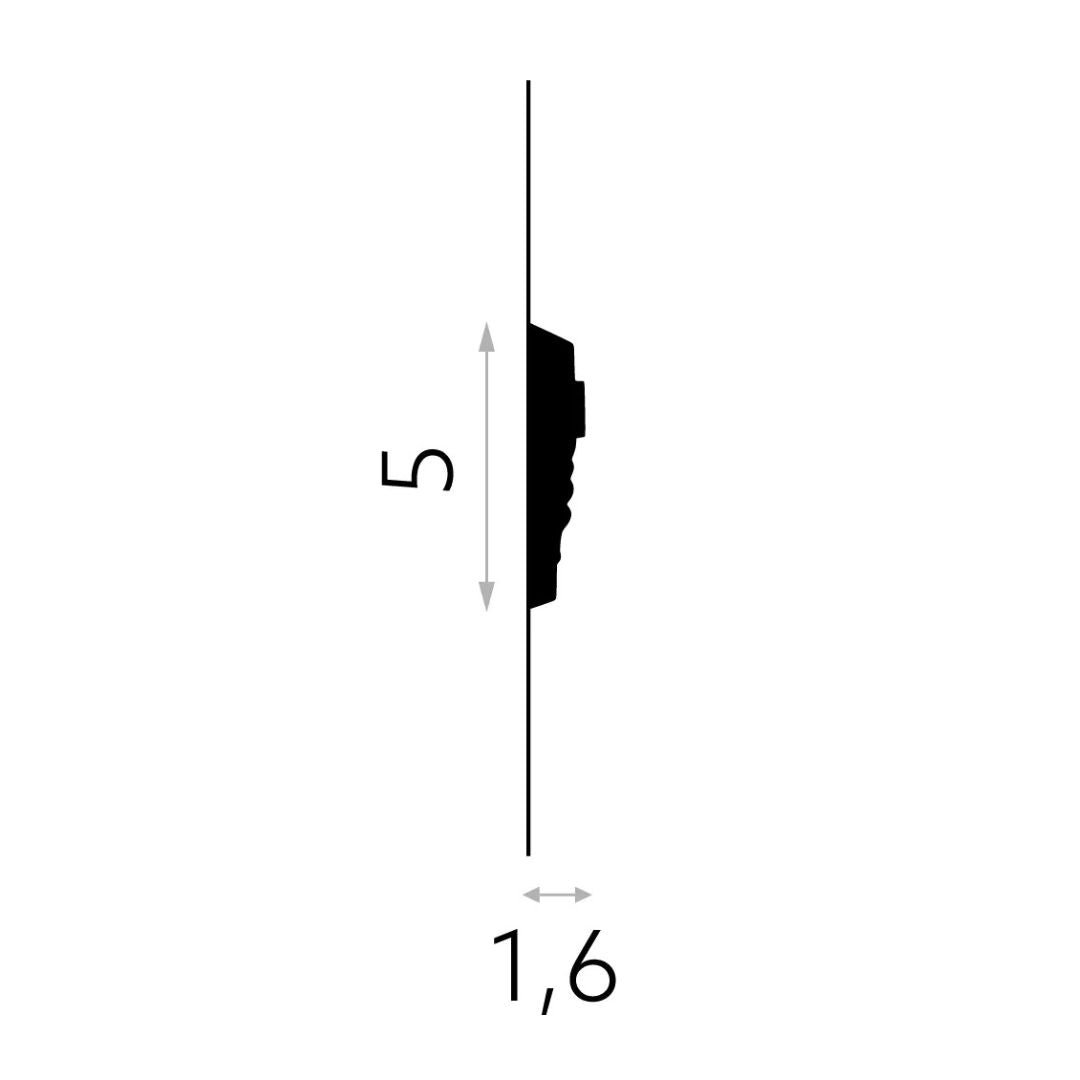 Brâu decorativ din poliuretan MDC255 – 5 × 1,6 × 200 cm