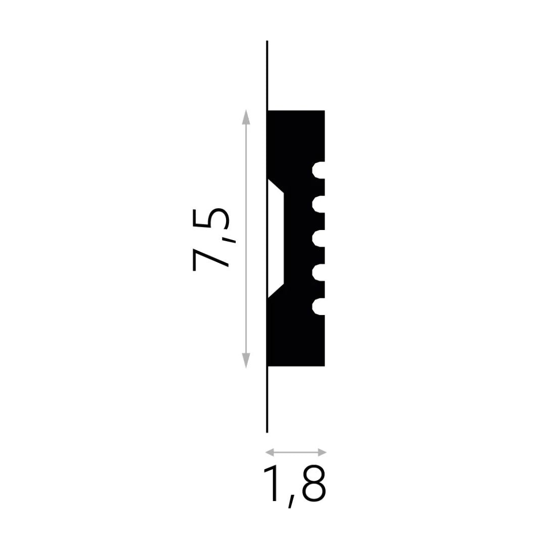 Brau decorativ din poliuretan MDD412- 7,5x1,8x200 cm