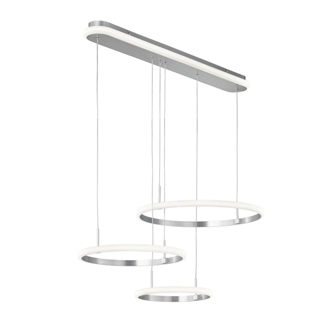 Candelabru LED cu lumina calda dimabil suspendat argintiu cu telecomanda Newa - 4100 Lumeni