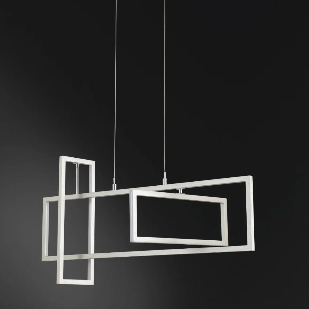 Candelabru LED cu lumina calda suspendat argintiu Fiona - 4100 Lumeni