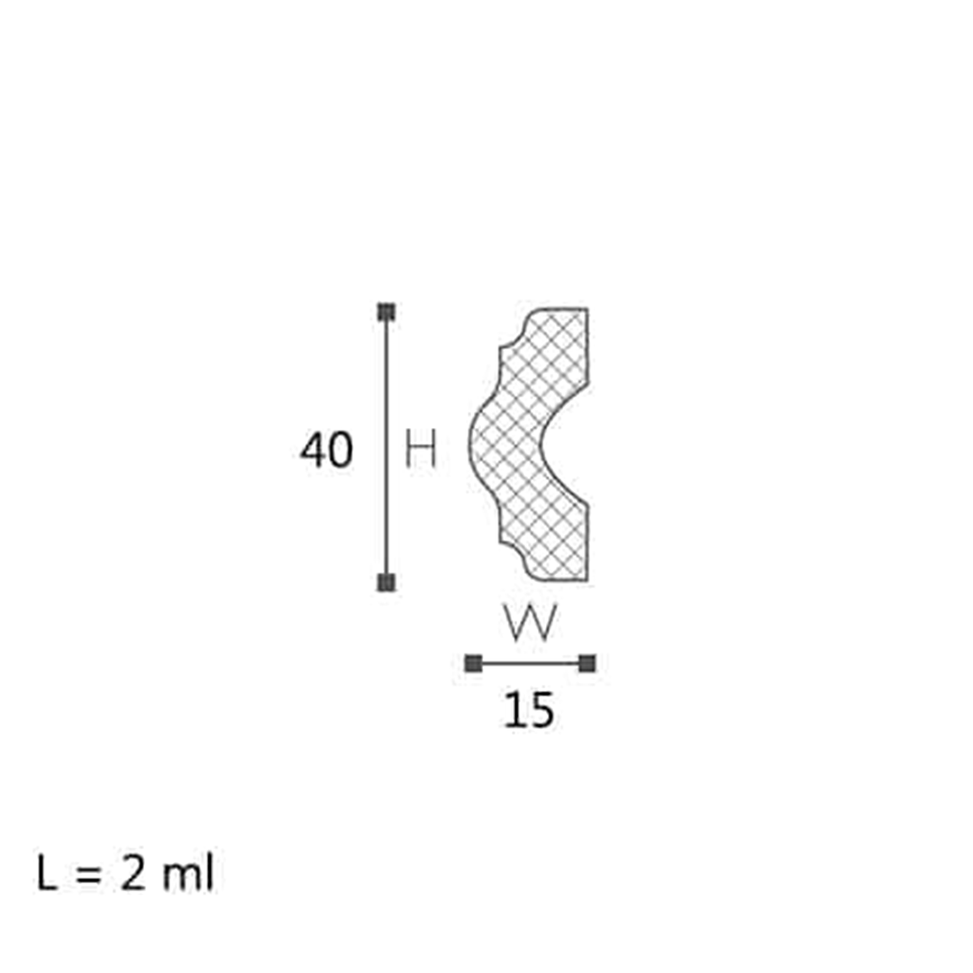 Cornisa pentru tavan din polistiren I - 4x1,5x200 cm