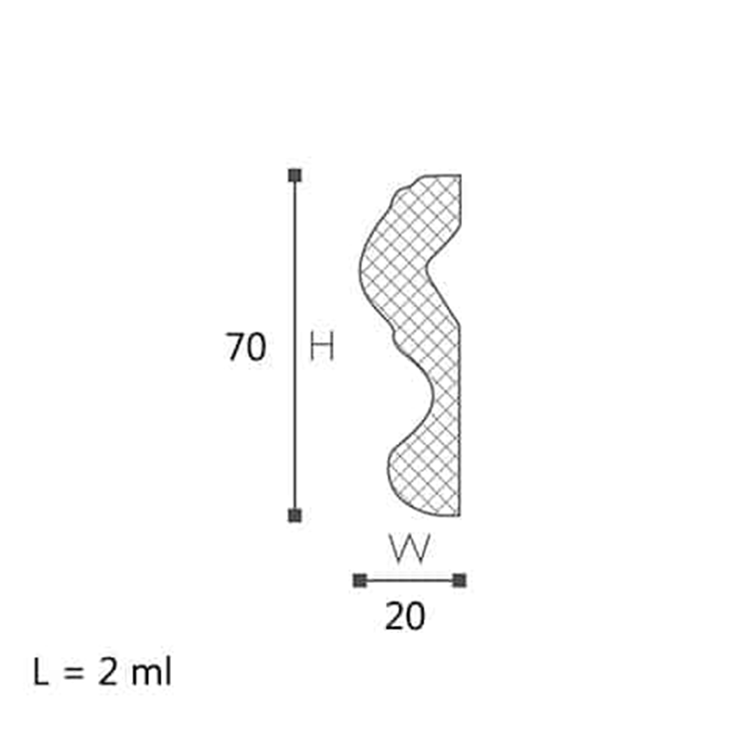 Brau din polistiren N - 7x2x200 cm