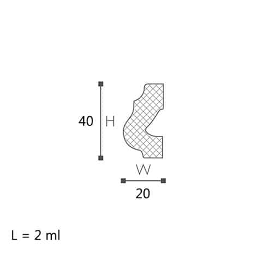 Cornisa pentru tavan din polistiren O - 4x2x200 cm