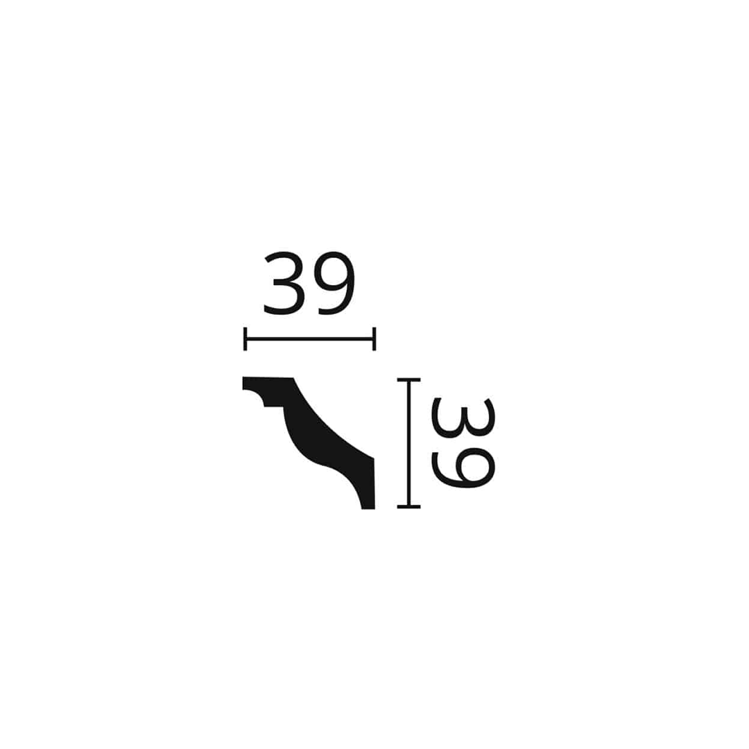 Cornisa pentru tavan din poliuretan Z15 - 3,9x3,9x200 cm