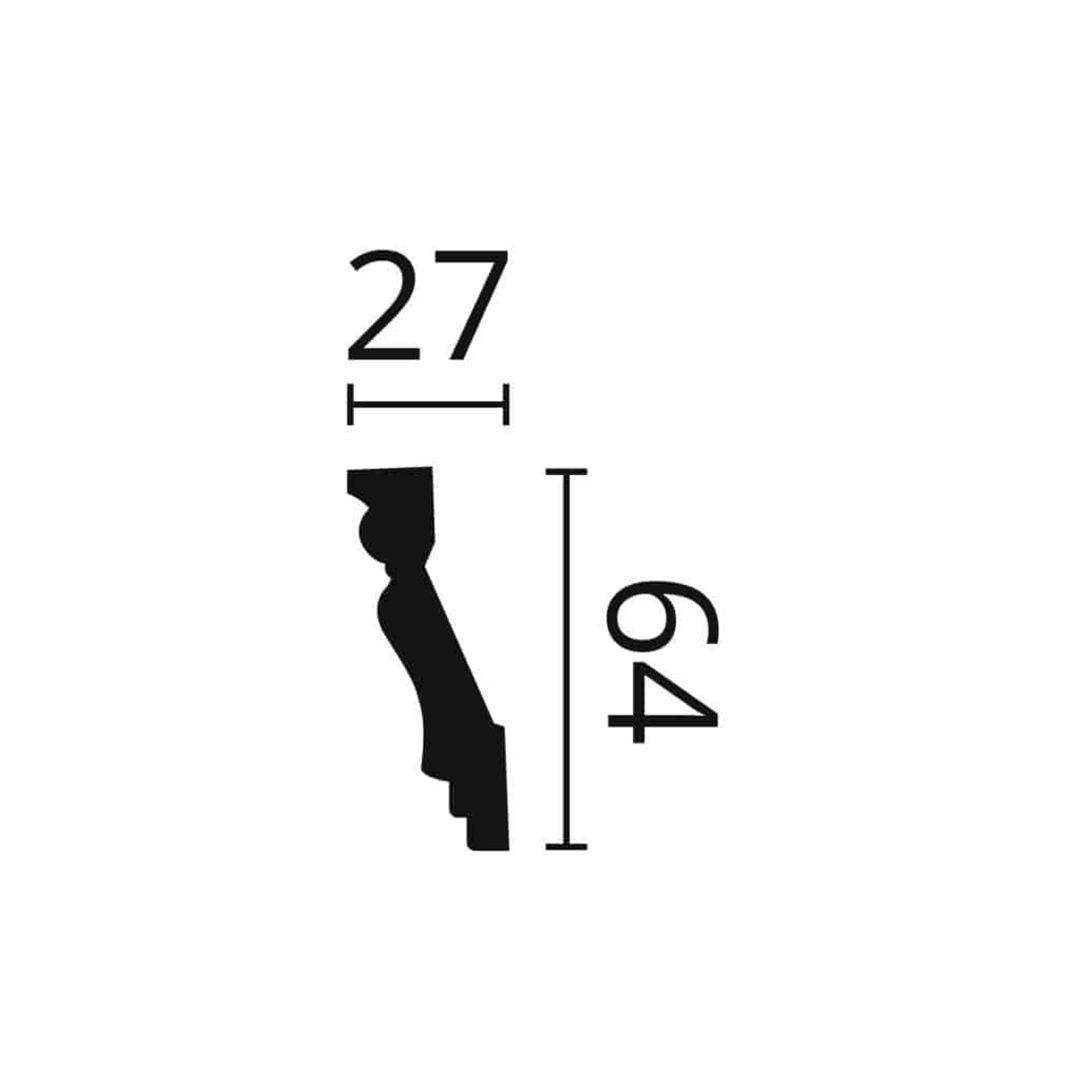 Cornisa pentru tavan din poliuretan Z8 - 6,4x2,7x200 cm