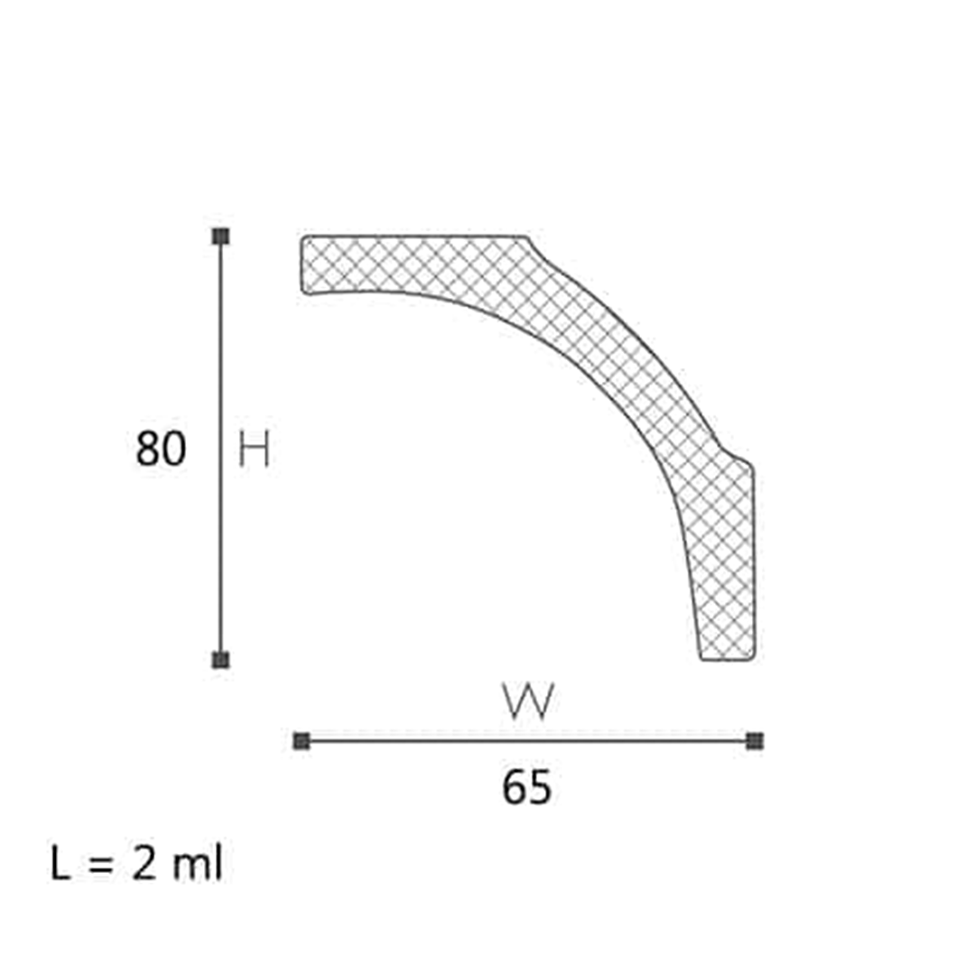 Cornisa pentru tavan din polistiren B1 - 7,8x6,6x200 cm