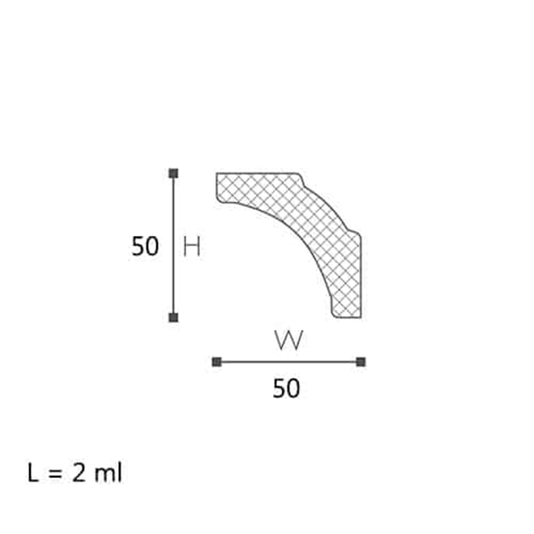 Cornisa pentru tavan din polistiren B5 - 5x5x200 cm
