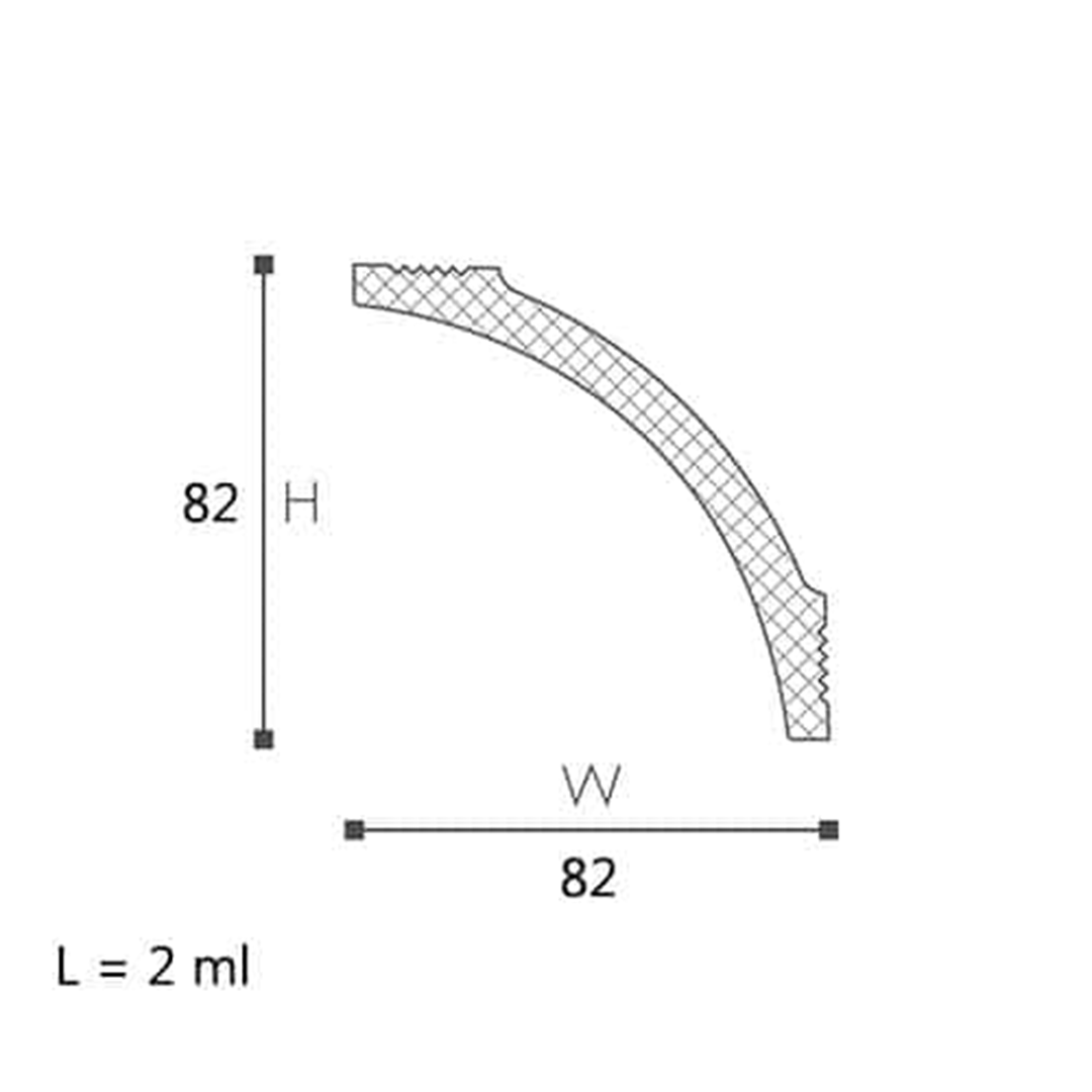 Cornisa pentru tavan din polistiren B8 - 8,2x8,2x200 cm