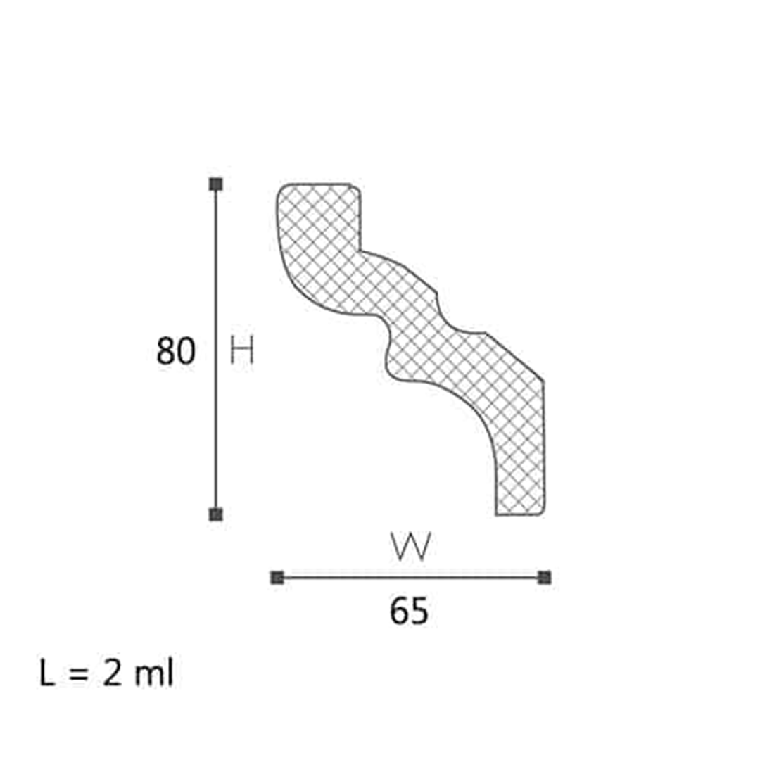 Cornisa pentru tavan din polistiren C - 8,3x6,6x200 cm